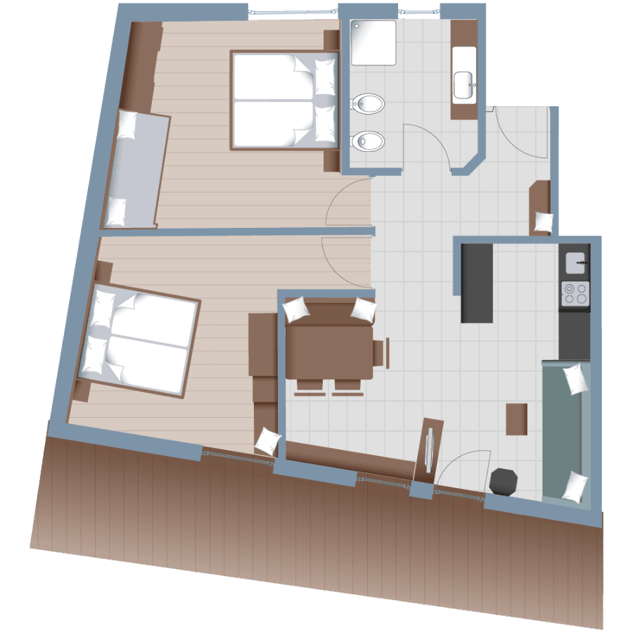 Grundriss der Ferienwohnung Rotkäppchen